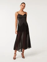 Scarlett Sheer-Skirt Maxi Dress