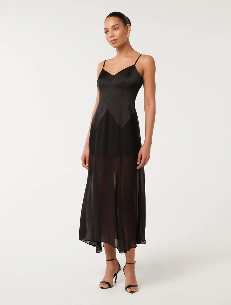 Scarlett Sheer-Skirt Maxi Dress