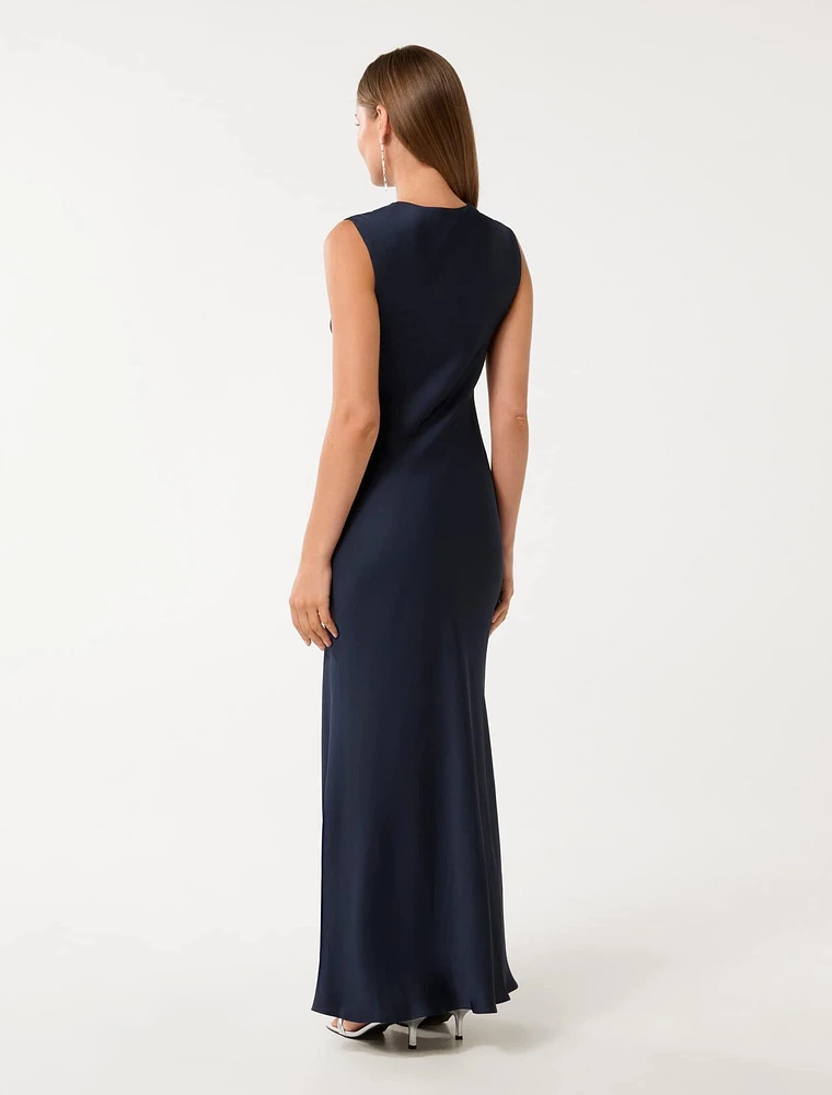 Ava Draped Satin Maxi Dress