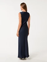 Ava Draped Satin Maxi Dress