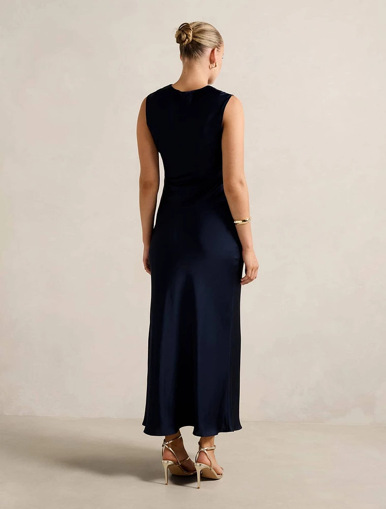 Ava Draped Satin Maxi Dress
