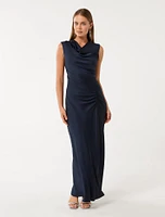 Ava Draped Satin Maxi Dress