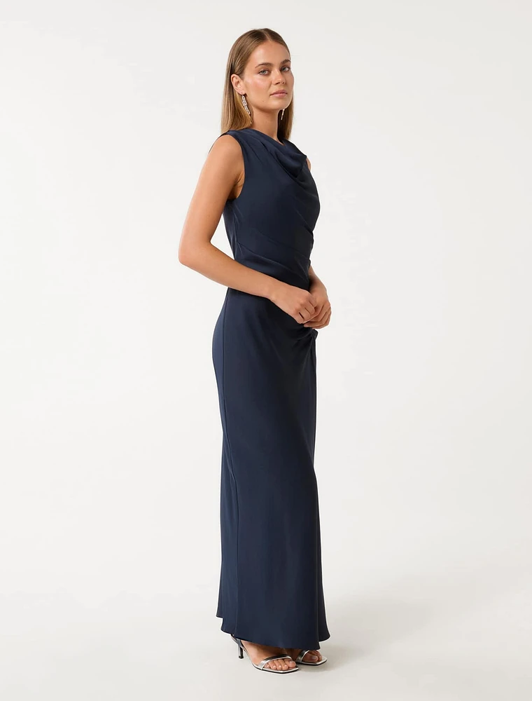 Ava Draped Satin Maxi Dress