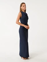 Ava Draped Satin Maxi Dress