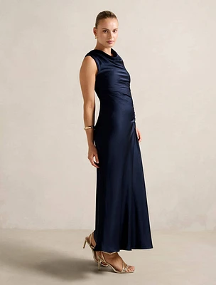 Ava Draped Satin Maxi Dress