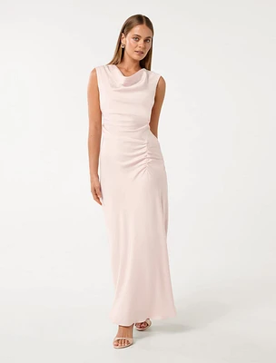 Ava Draped Satin Maxi Dress