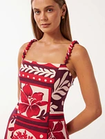 Sasha Strappy Printed Linen Mini Dress