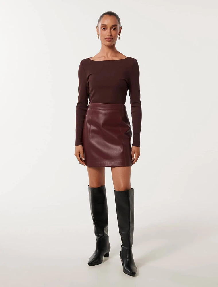 Eleni Petite Vegan Leather Mini Skirt