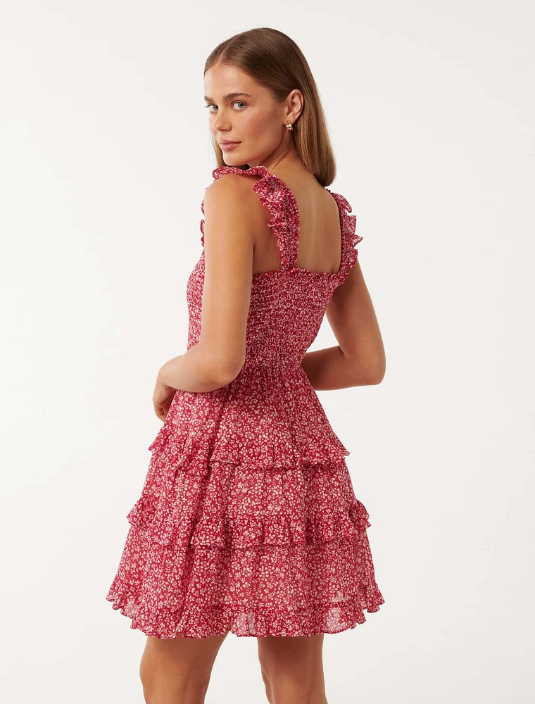 Odette Printed Cotton Mini Dress
