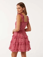 Odette Printed Cotton Mini Dress