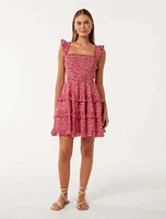 Odette Printed Cotton Mini Dress