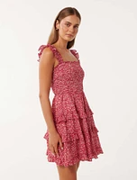 Odette Printed Cotton Mini Dress