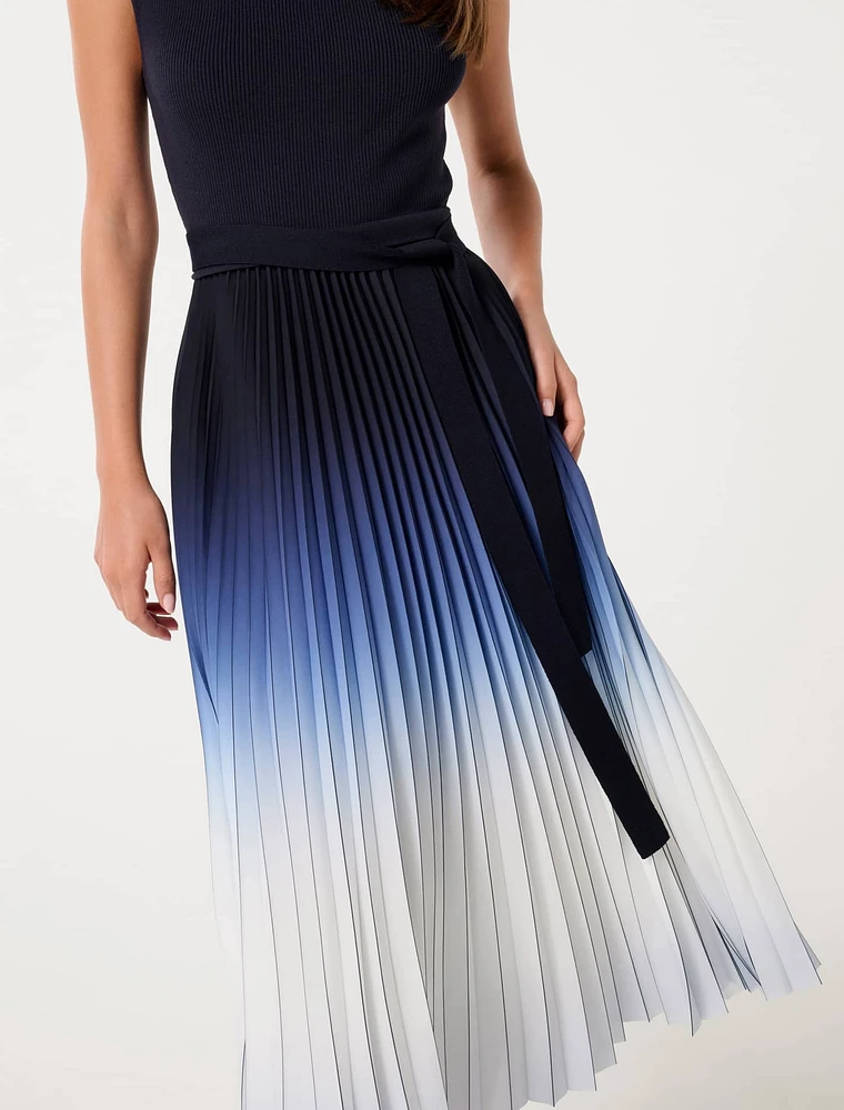 Elara Ombre Pleat Midi Dress