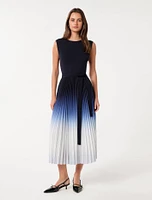 Elara Ombre Pleat Midi Dress