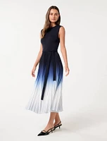 Elara Ombre Pleat Midi Dress