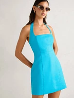 Stevie Halter Neck Linen Mini Dress