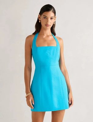 Stevie Halter Neck Linen Mini Dress