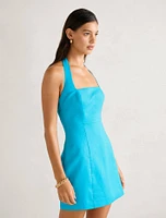 Stevie Halter Neck Linen Mini Dress