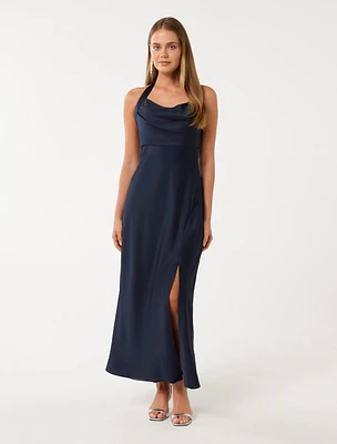 Alice Halter Satin Maxi Dress