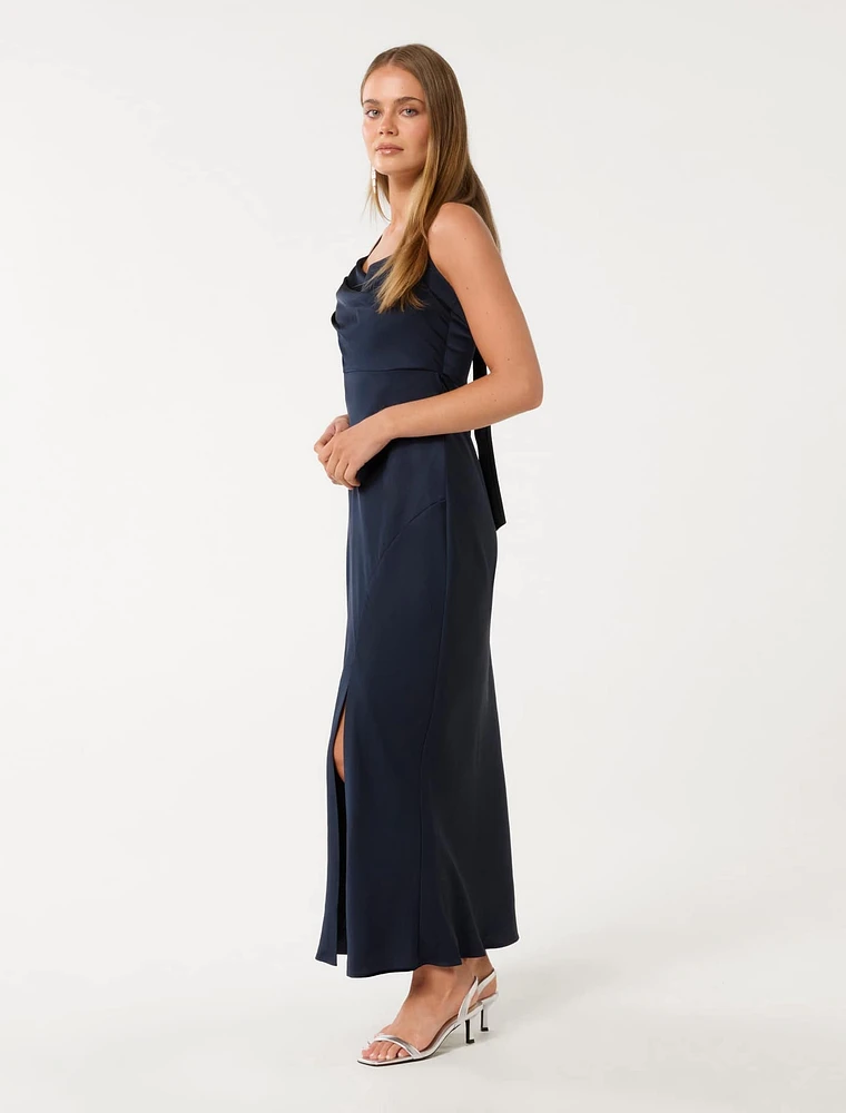 Alice Halter Satin Maxi Dress