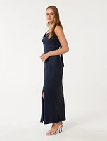 Alice Halter Satin Maxi Dress