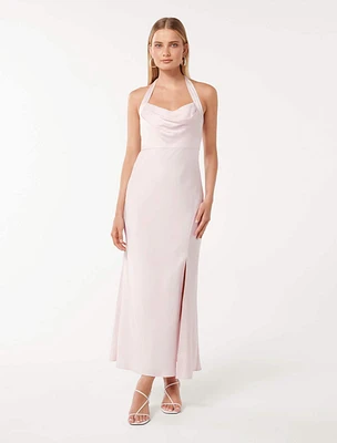 Alice Halter Satin Maxi Dress