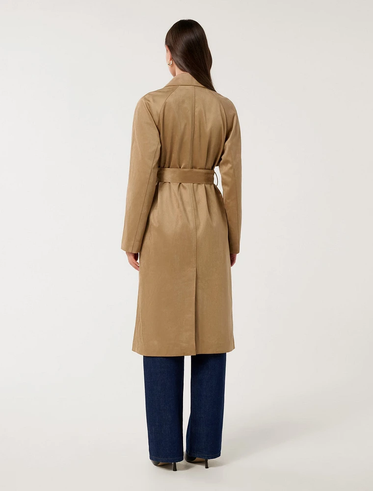 Cass Vegan Suede Trench Coat