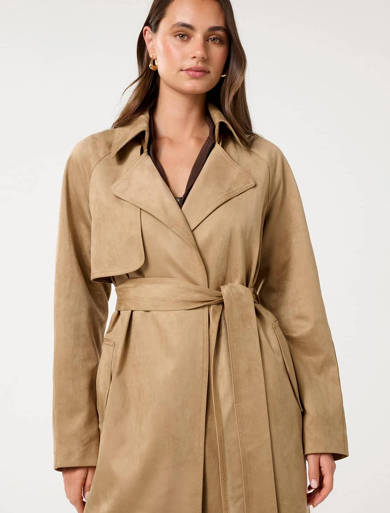 Cass Vegan Suede Trench Coat