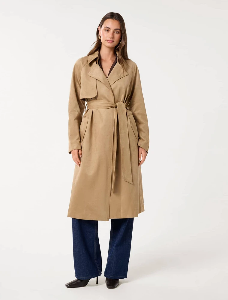 Cass Vegan Suede Trench Coat