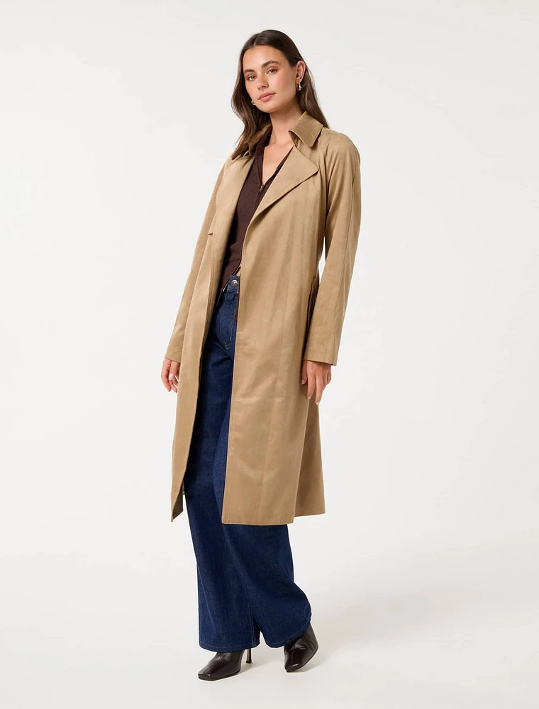 Cass Vegan Suede Trench Coat