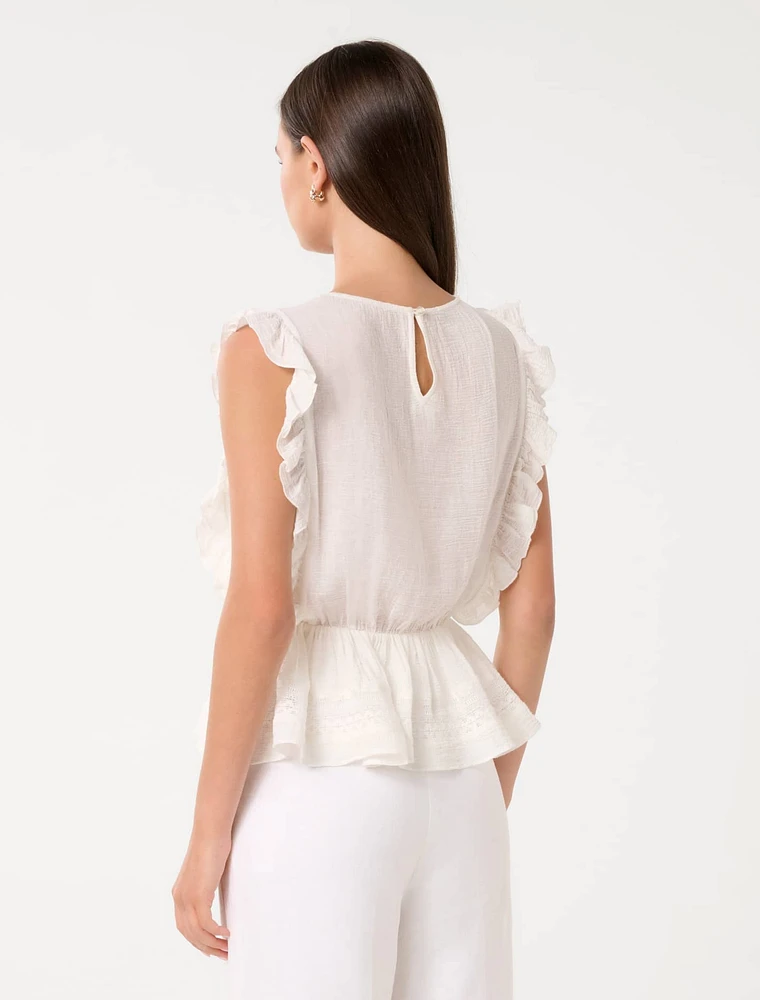 Rose Ruffle Sleeve Top