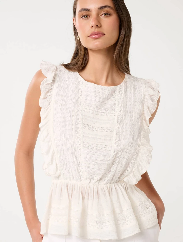 Rose Ruffle Sleeve Top