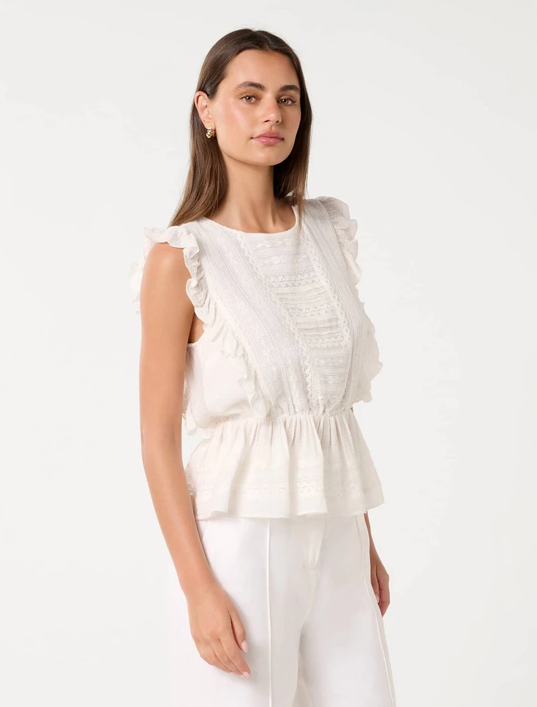 Rose Ruffle Sleeve Top