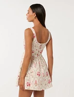Brielle Printed Lace Up Mini Dress