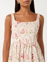 Brielle Printed Lace Up Mini Dress