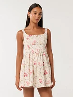 Brielle Printed Lace Up Mini Dress