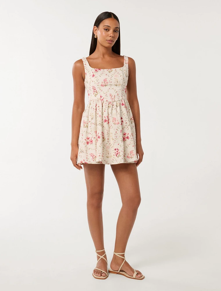 Brielle Printed Lace Up Mini Dress