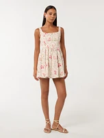 Brielle Printed Lace Up Mini Dress