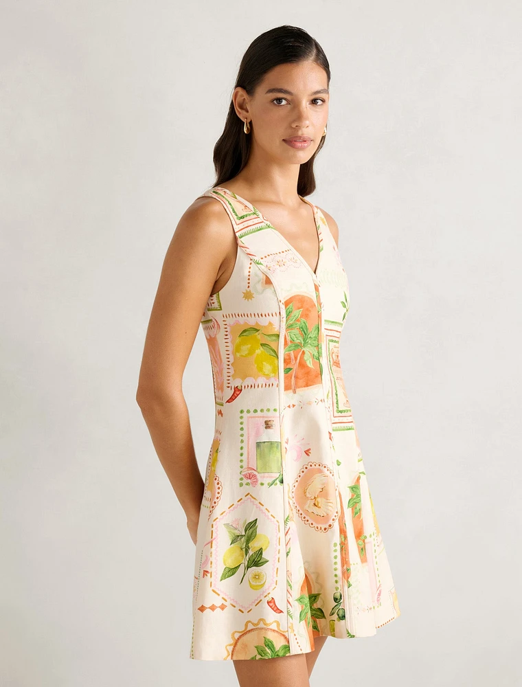 Fran Fit & Flare Linen Mini Dress