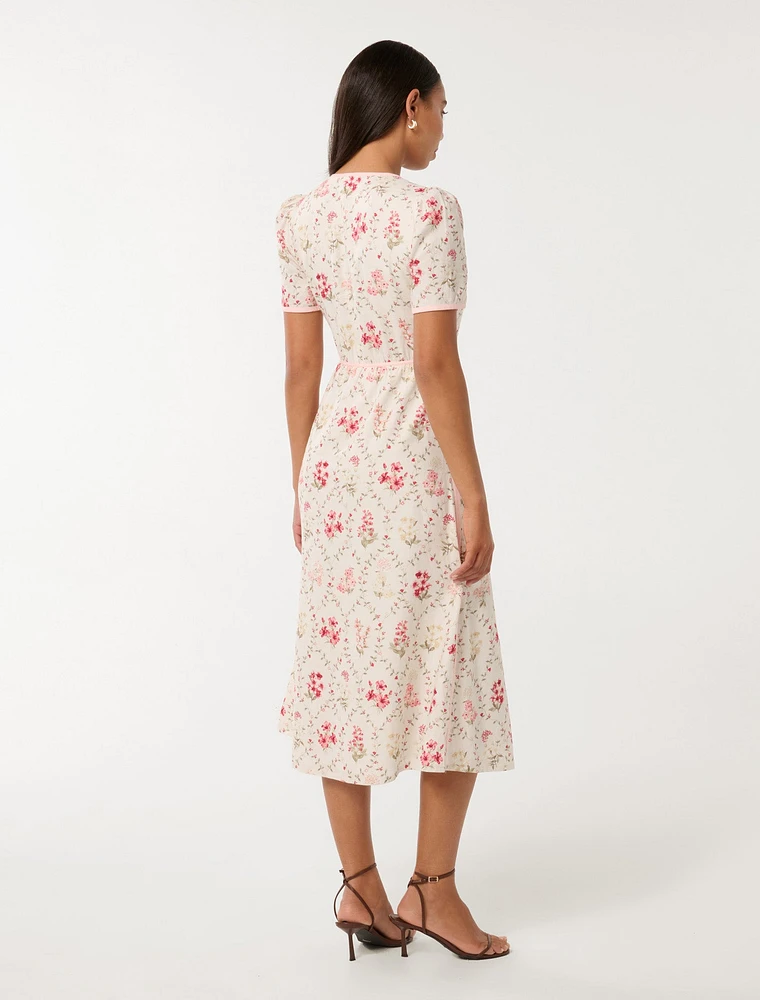 Sabrina Printed Linen Midi Dress