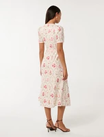 Sabrina Printed Linen Midi Dress