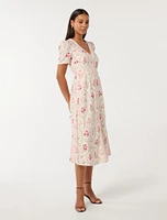 Sabrina Printed Linen Midi Dress