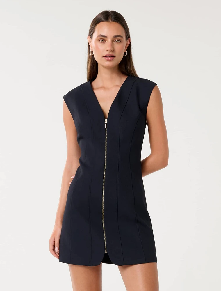 Hannah Zip Front Mini Dress