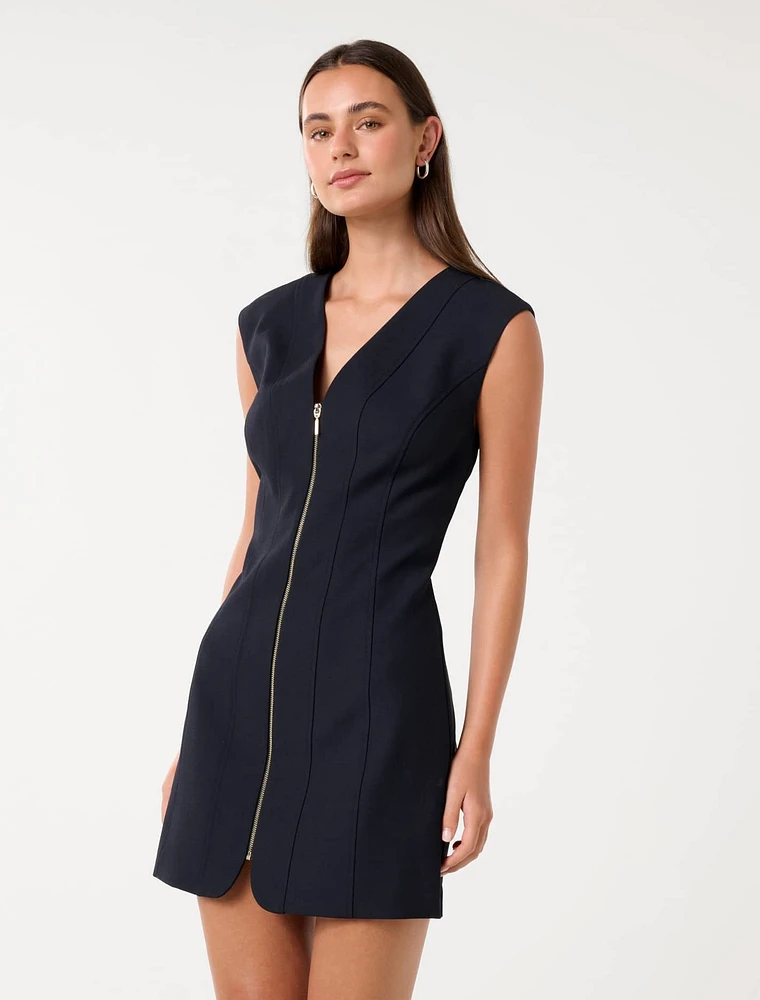 Hannah Zip Front Mini Dress