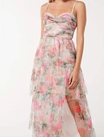 Amara Printed Ruffle Maxi Dress