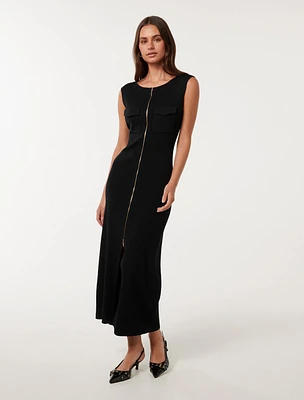 Harriet Zip Through Midi Dress