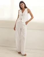 Daisy Broderie Wide-Leg Pants