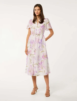 Melissa Flutter Sleeve Shirt Dress