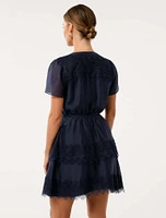 Emmy Petite Lace Trim Mini Dress