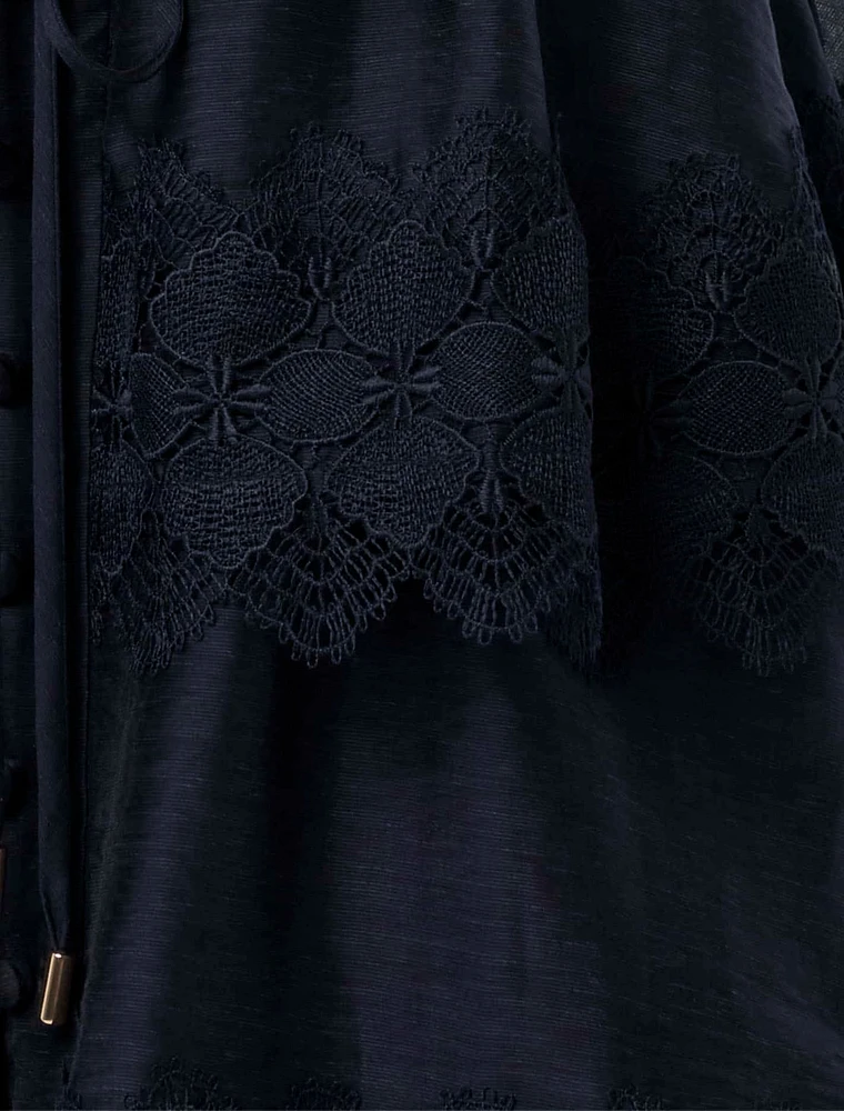 Emmy Petite Lace Trim Mini Dress